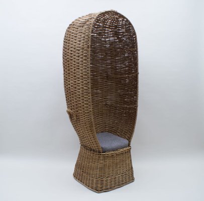 Large Italian Rattan Lounge Chair, 1970s-KQB-722495