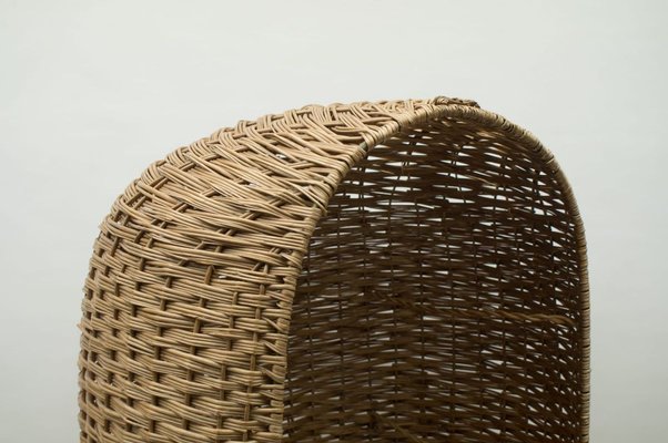 Large Italian Rattan Lounge Chair, 1970s-KQB-722495