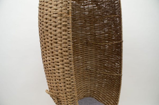 Large Italian Rattan Lounge Chair, 1970s-KQB-722495