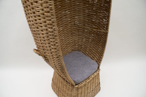 Large Italian Rattan Lounge Chair, 1970s-KQB-722495