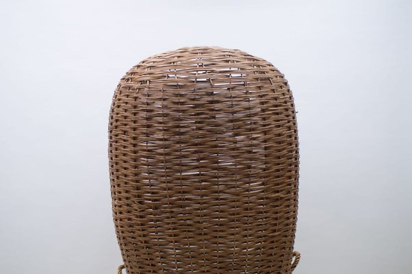 Large Italian Rattan Lounge Chair, 1970s-KQB-722495