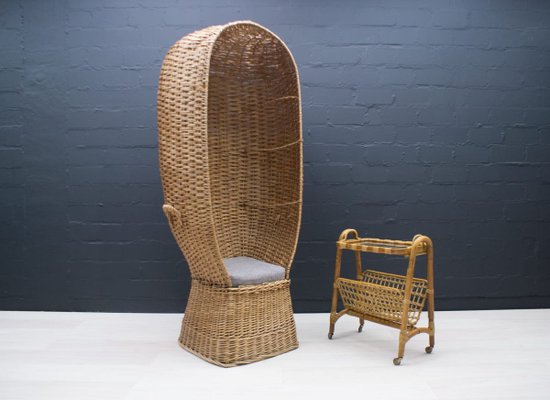 Large Italian Rattan Lounge Chair, 1970s-KQB-722495