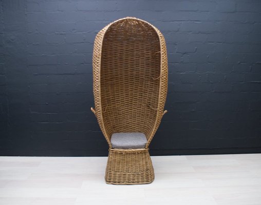 Large Italian Rattan Lounge Chair, 1970s-KQB-722495