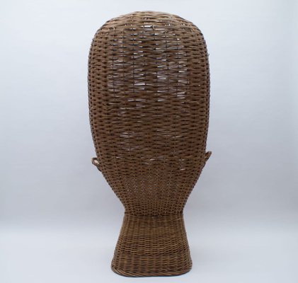 Large Italian Rattan Lounge Chair, 1970s-KQB-722495