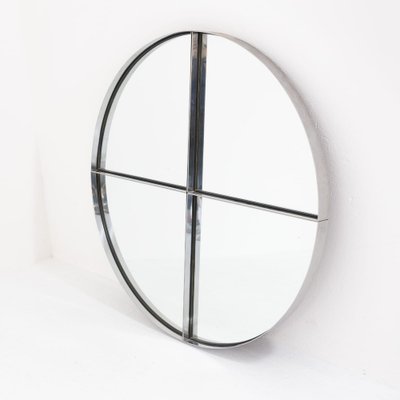 Large Italian Round Steel Metal Mirror by Vittorio Introini for Saporiti, 1970s-FUE-1752151