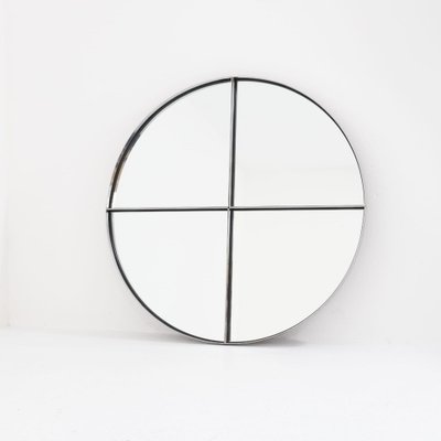 Large Italian Round Steel Metal Mirror by Vittorio Introini for Saporiti, 1970s-FUE-1752151