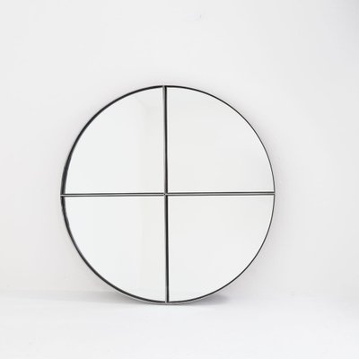 Large Italian Round Steel Metal Mirror by Vittorio Introini for Saporiti, 1970s-FUE-1752151