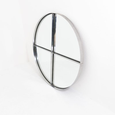 Large Italian Round Steel Metal Mirror by Vittorio Introini for Saporiti, 1970s-FUE-1752151