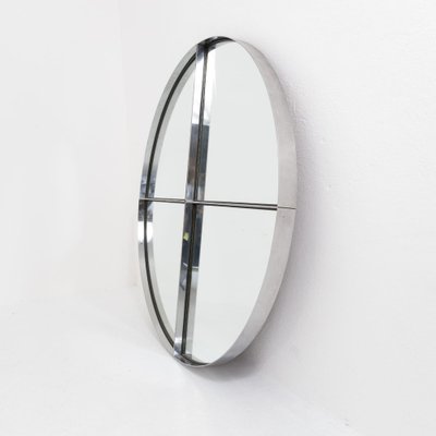 Large Italian Round Steel Metal Mirror by Vittorio Introini for Saporiti, 1970s-FUE-1752151