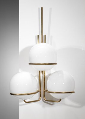 Large Italian Sconces with 3 Opaline Globes, 1960s, Set of 2-YU-1075718