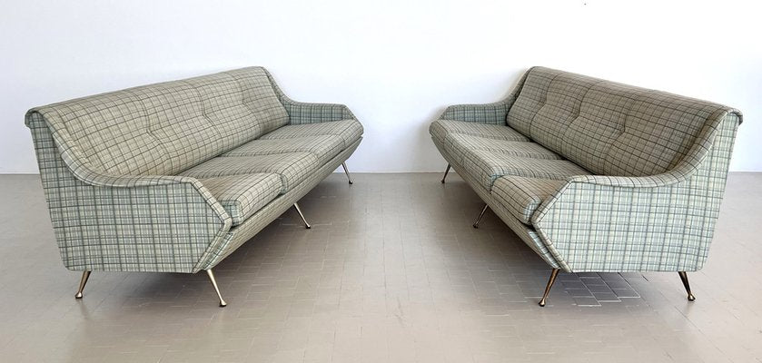 Large Italian Sofa with Brass Legs, 1950s-VNE-1723297