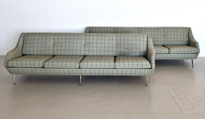 Large Italian Sofa with Brass Legs, 1950s-VNE-1723297