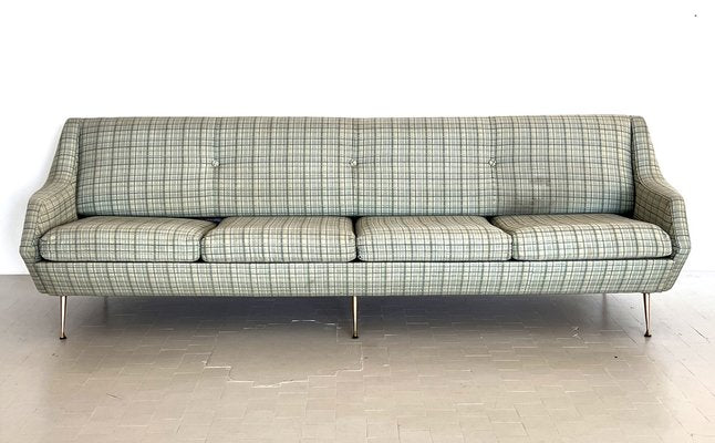 Large Italian Sofa with Brass Legs, 1950s-VNE-1723297