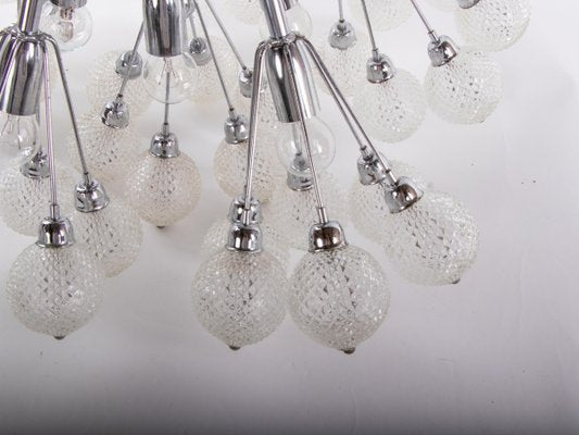 Large Italian Starburst Flush Mount Ceiling Lamp in Bubble Glass & Chrome, 1960s-DEK-932719