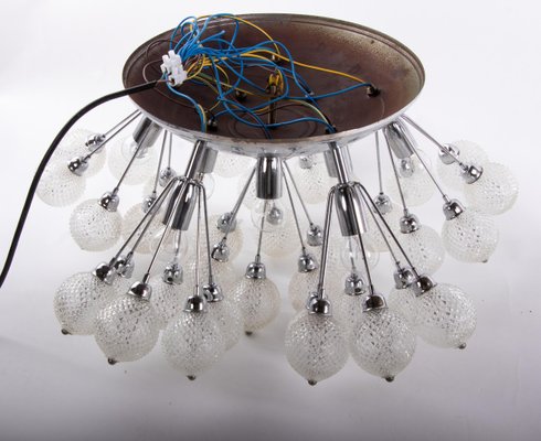 Large Italian Starburst Flush Mount Ceiling Lamp in Bubble Glass & Chrome, 1960s-DEK-932719