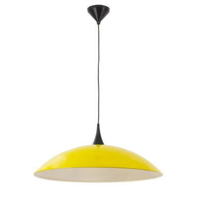 Large Italian Suspension Lamp in Yellow Plastic with White Interior, 1980s-MPO-1259529