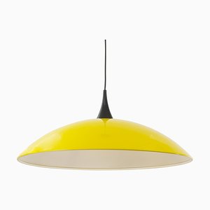 Large Italian Suspension Lamp in Yellow Plastic with White Interior, 1980s-MPO-1259529