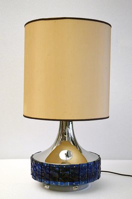 Large Italian Table Lamp with Hammered Glasses, 1970s-HS-1374785