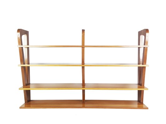 Large Italian Teak Hanging Shelf attributed to Isa, 1950s-RD-1408395