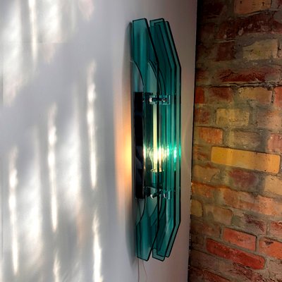 Large Italian Wall Light in Emerald Green from Cristal Art, 1970s-HWV-1404666