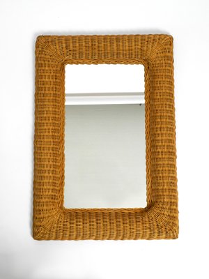 Large Italian Wicker Wall Mirror with Wide Frame, 1960s-RR-1175302