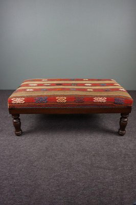 Large Kilim Upholstered Stool-HPP-1286092