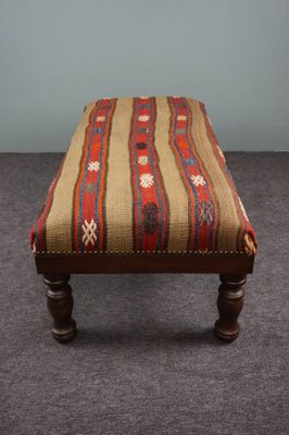 Large Kilim Upholstered Stool-HPP-1286092