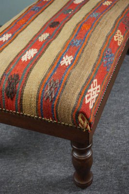 Large Kilim Upholstered Stool-HPP-1286092