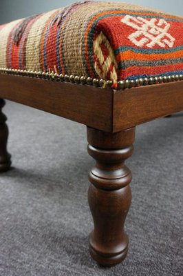 Large Kilim Upholstered Stool-HPP-1286092