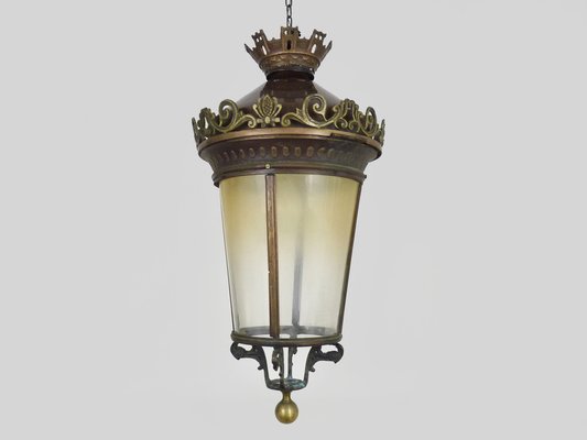 Large Lantern Hanging Light in Brass & Bronze, 1980s-MZP-1703479