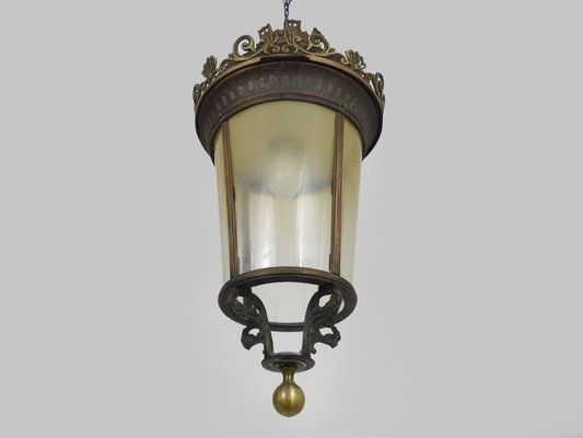 Large Lantern Hanging Light in Brass & Bronze, 1980s-MZP-1703479