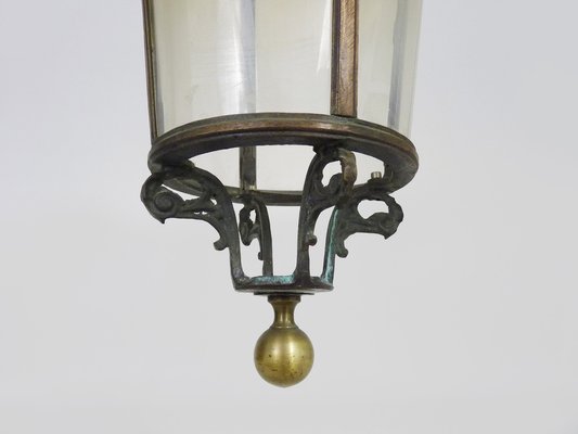 Large Lantern Hanging Light in Brass & Bronze, 1980s-MZP-1703479