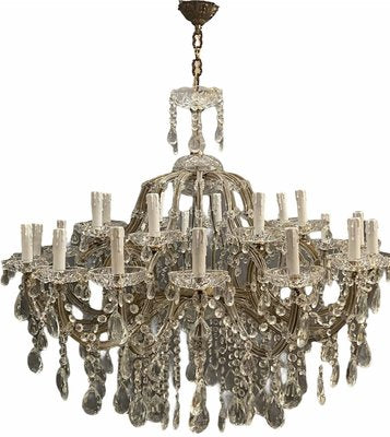 Large Lead Crystal Murano Glass 24-Light Chandelier, 1960s-JJC-888325