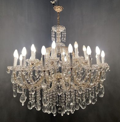 Large Lead Crystal Murano Glass 24-Light Chandelier, 1960s-JJC-888325