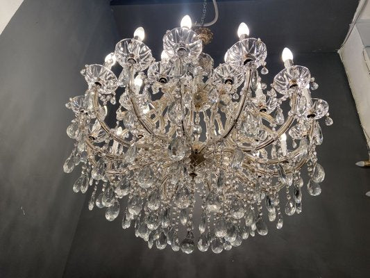 Large Lead Crystal Murano Glass 24-Light Chandelier, 1960s-JJC-888325