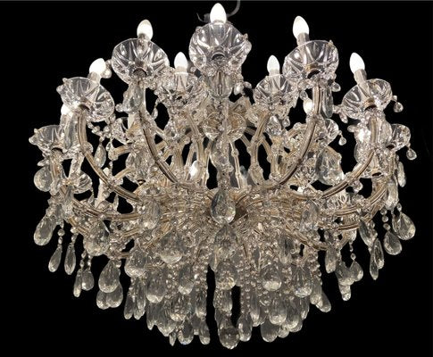 Large Lead Crystal Murano Glass 24-Light Chandelier, 1960s-JJC-888325