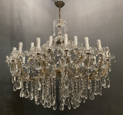 Large Lead Crystal Murano Glass 24-Light Chandelier, 1960s-JJC-888325