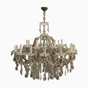 Large Lead Crystal Murano Glass 24-Light Chandelier, 1960s-JJC-888325