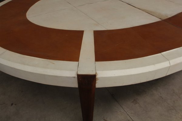 Large Leather and Parchment Conference Table, 1940s-KMQ-669940