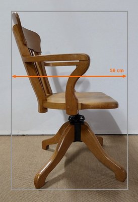 Large Light Oak Adjustable Office Armchair, 1940s-RVK-1126474