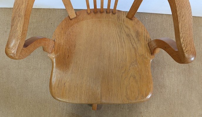 Large Light Oak Adjustable Office Armchair, 1940s-RVK-1126474