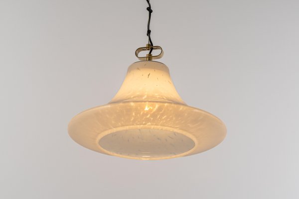 Large Limburg Brass With Opal Glass Pendant Light, Germany, 1970s-UGR-1299017