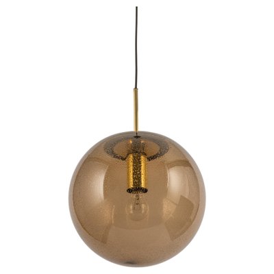 Large Limburg Brass with Smoked Glass Ball Pendant, Germany, 1970s-UGR-1294398