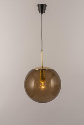 Large Limburg Brass with Smoked Glass Ball Pendant, Germany, 1970s-UGR-1294398