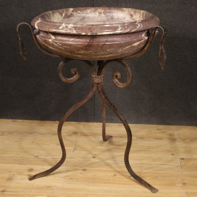 Large Marble Tub with Wrought Iron Tripod, 1950-RP-2034727