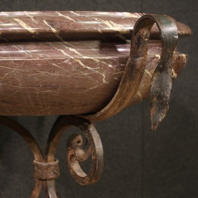 Large Marble Tub with Wrought Iron Tripod, 1950-RP-2034727