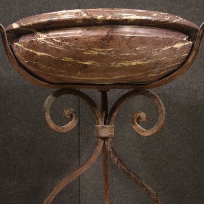 Large Marble Tub with Wrought Iron Tripod, 1950-RP-2034727