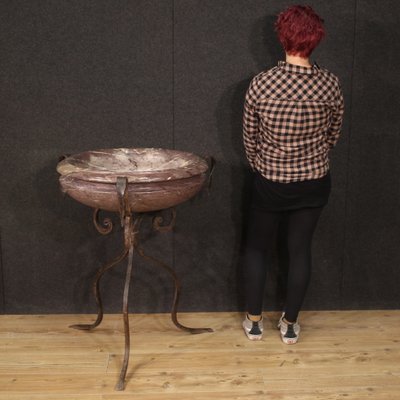 Large Marble Tub with Wrought Iron Tripod, 1950-RP-2034727