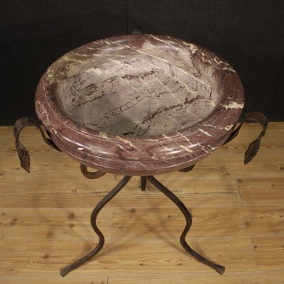 Large Marble Tub with Wrought Iron Tripod, 1950-RP-2034727