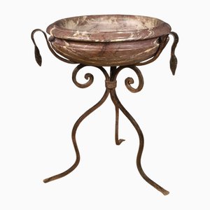 Large Marble Tub with Wrought Iron Tripod, 1950-RP-2034727